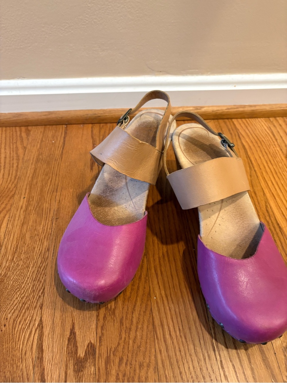 Dansko Women's Two-Tone Pink and Tan Slingback Clog